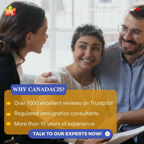 CanadaCIS immigration consultation campaign with a couple speaking to a consultant