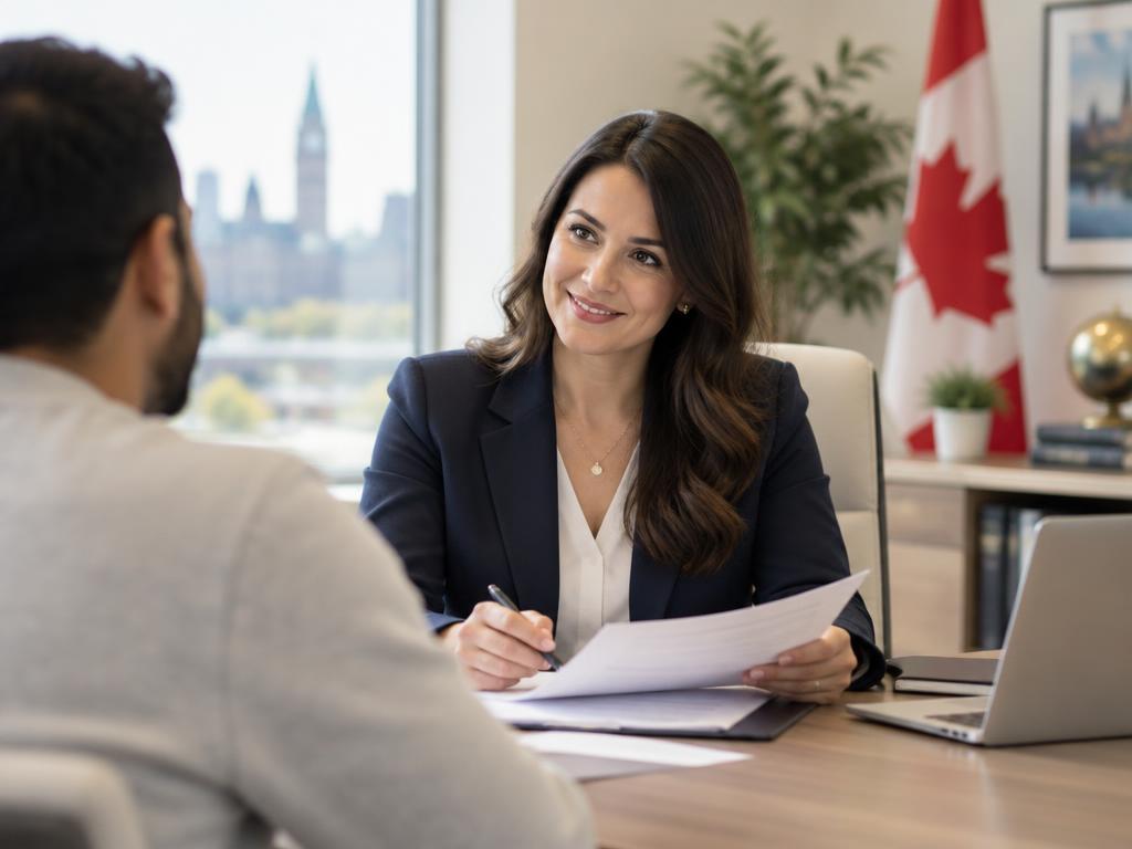 CanadaCIS consultant reviewing immigration documents with a client